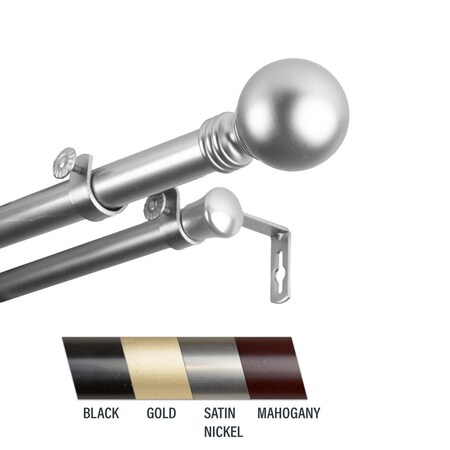 Central Design Globus 1 in. Double Curtain Rod, 120-170 in. - Satin Nickel CE437011